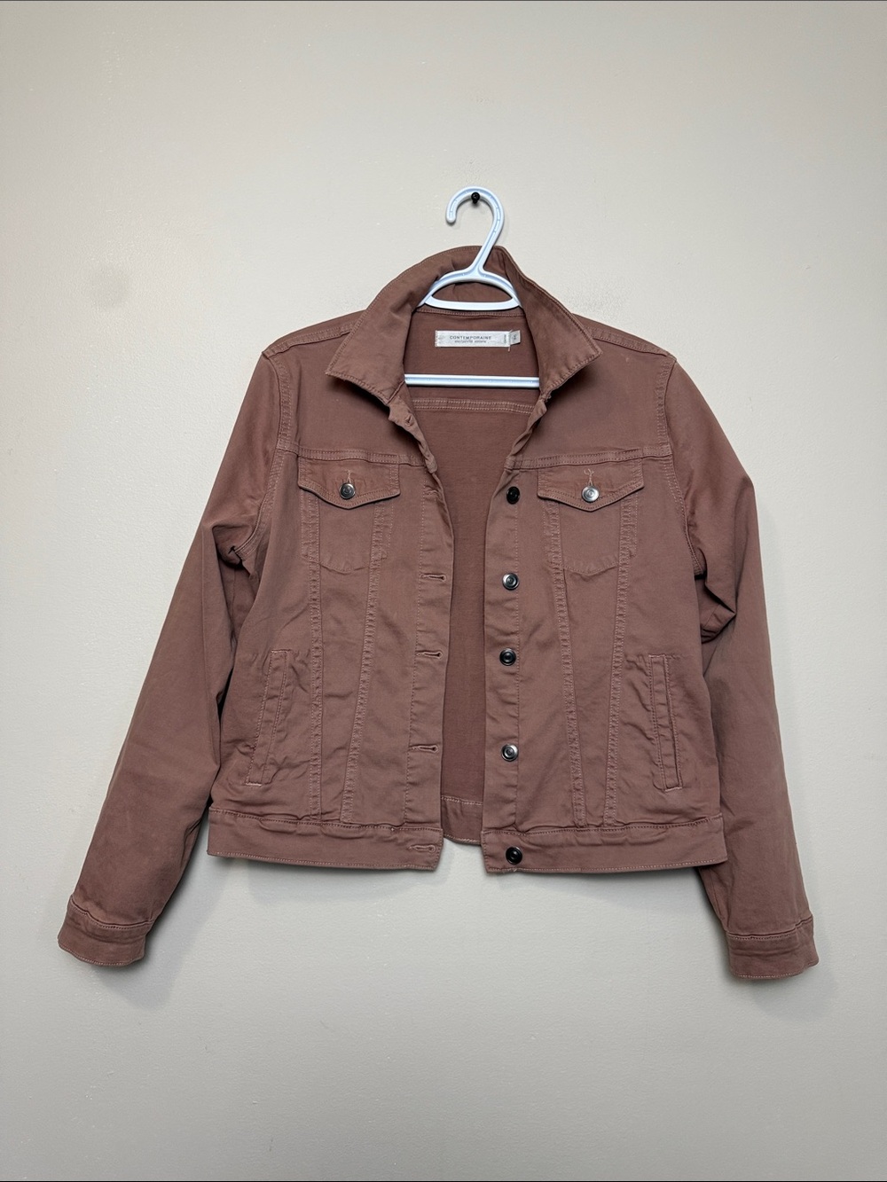 Simons Contemporaine Mauve Brown Denim Jacket - Button Front Jean Jacket